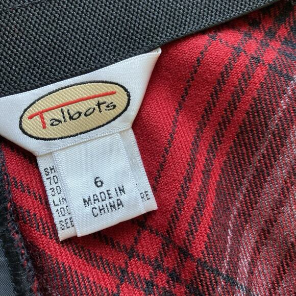 Vtg Talbots Wool Plaid Maxi Skirt Womens Sz 6 Tartan Red Black Holiday Academia - Picture 5 of 9